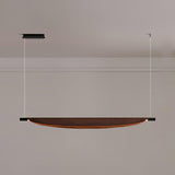 Modern Walnut Wood Grain LED Board Pendant Light for Office and Dining Room