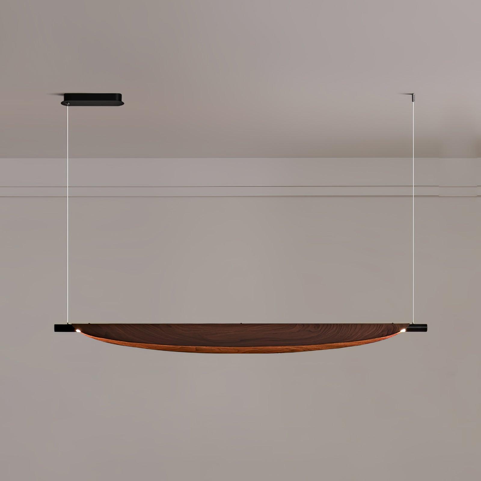 Modern Walnut Wood Grain LED Board Pendant Light for Office and Dining Room