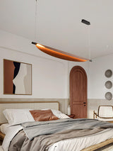 Modern Walnut Wood Grain LED Board Pendant Light for Office and Dining Room
