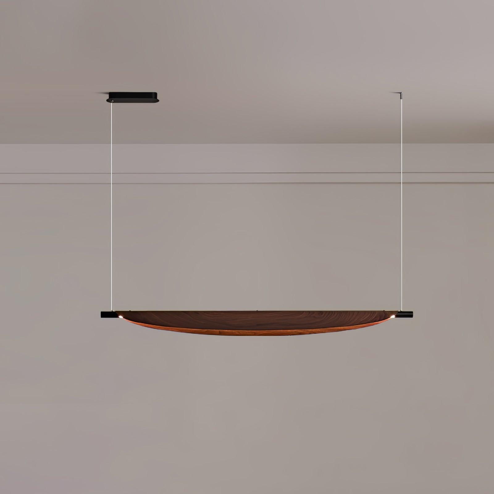 Modern Walnut Wood Grain LED Board Pendant Light for Office and Dining Room