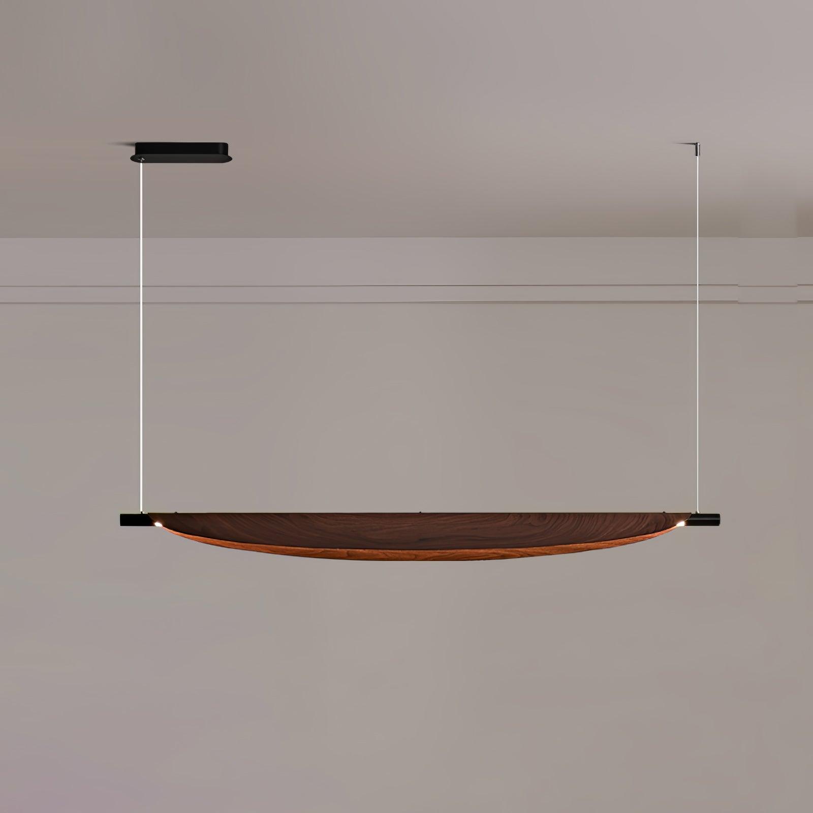 Modern Walnut Wood Grain LED Board Pendant Light for Office and Dining Room