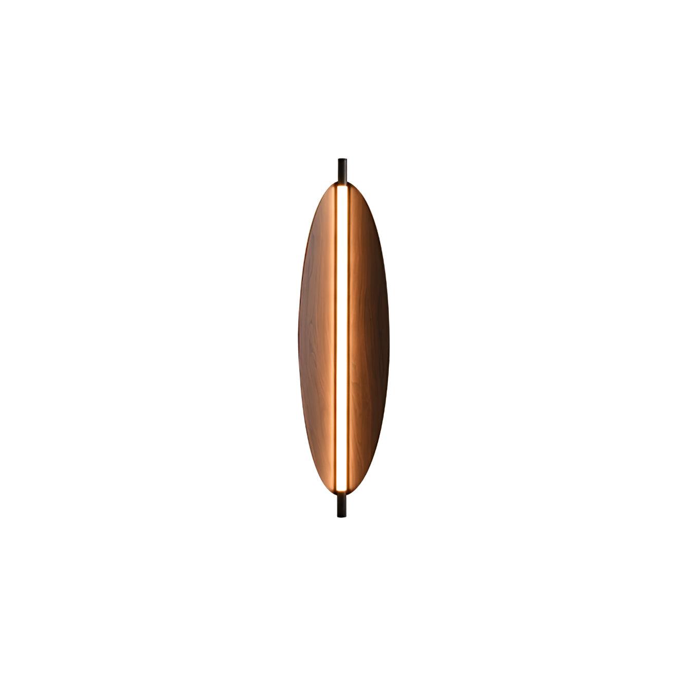 Modern Walnut Wood Grain LED Wall Sconce with Sleek Minimalist Board Design and Warm Lighting