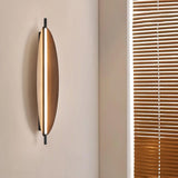 Modern Walnut Wood Grain LED Wall Sconce with Sleek Minimalist Board Design and Warm Lighting