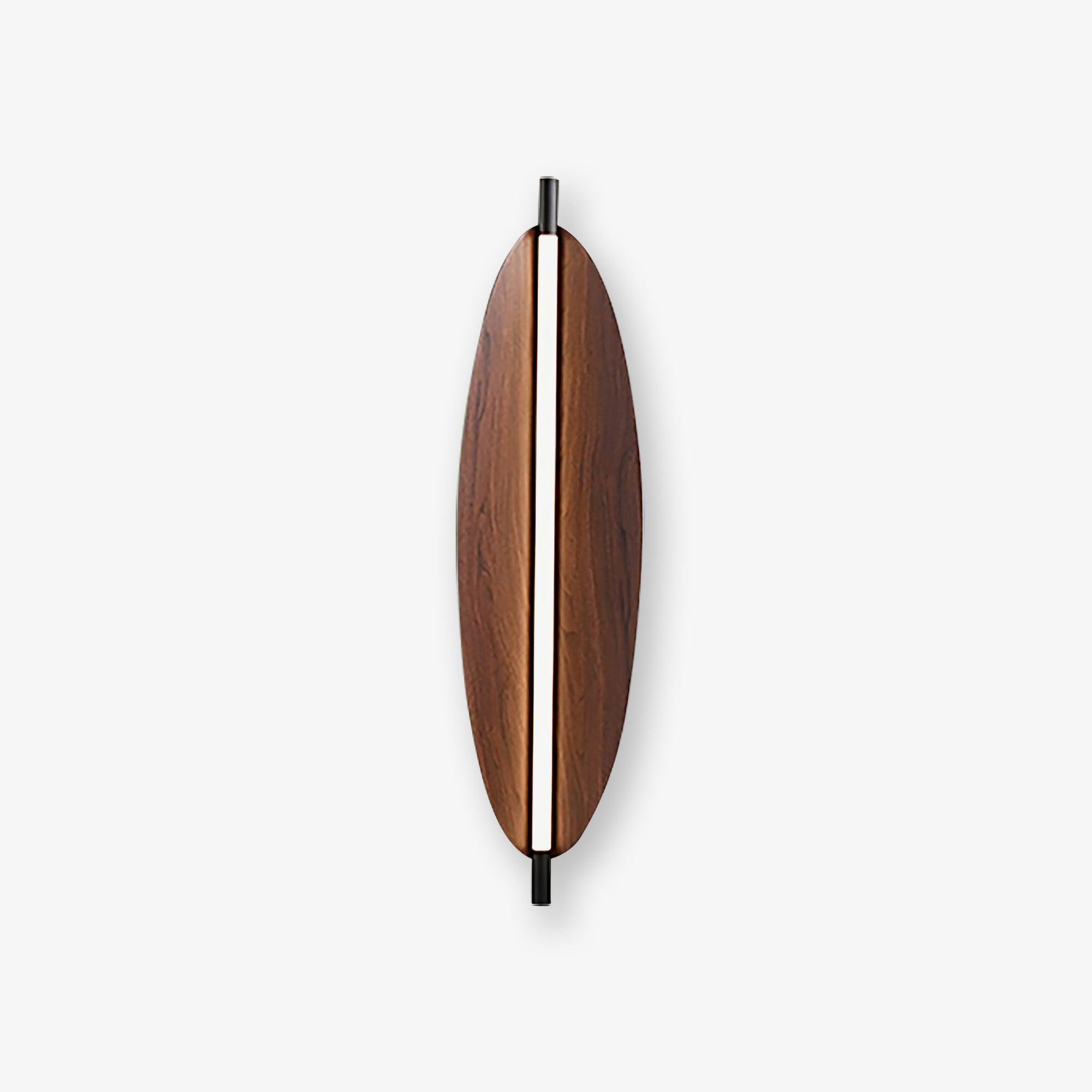 Modern Walnut Wood Grain LED Wall Sconce with Sleek Minimalist Board Design and Warm Lighting