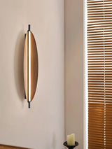 Modern Walnut Wood Grain LED Wall Sconce with Sleek Minimalist Board Design and Warm Lighting