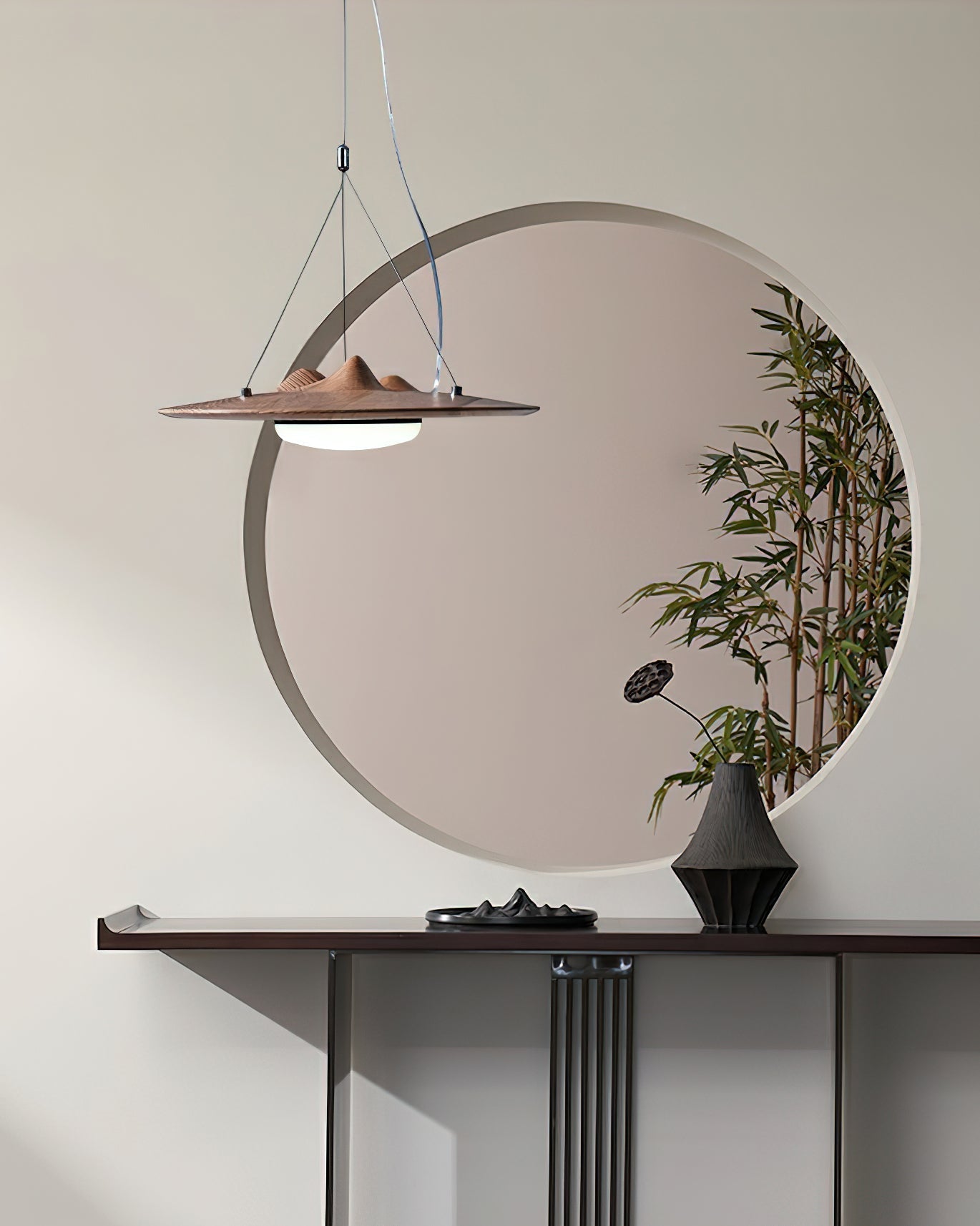 Modern Wanderer Halo Wooden LED Pendant Light Organic Undulating Geometric Hanging Lamp