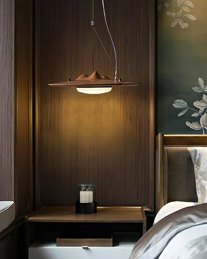 Modern Wanderer Halo Wooden LED Pendant Light Organic Undulating Geometric Hanging Lamp