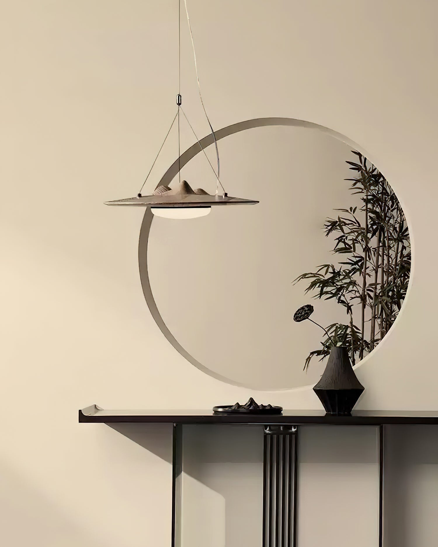 Modern Wanderer Halo Wooden LED Pendant Light Organic Undulating Geometric Hanging Lamp