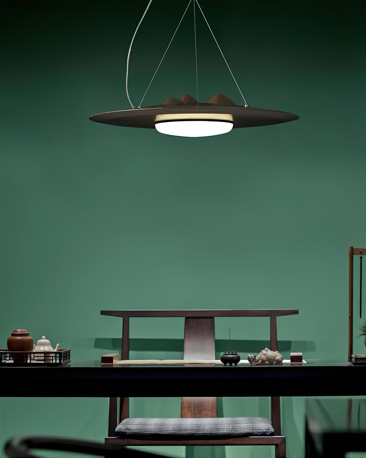 Modern Wanderer Halo Wooden LED Pendant Light Organic Undulating Geometric Hanging Lamp