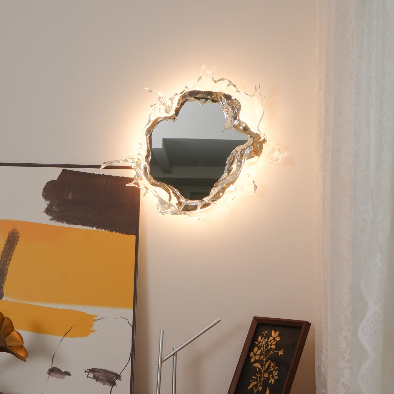 Modern Water Drop Mirror Wall Light LED Crystal Decorative Sconce for Home