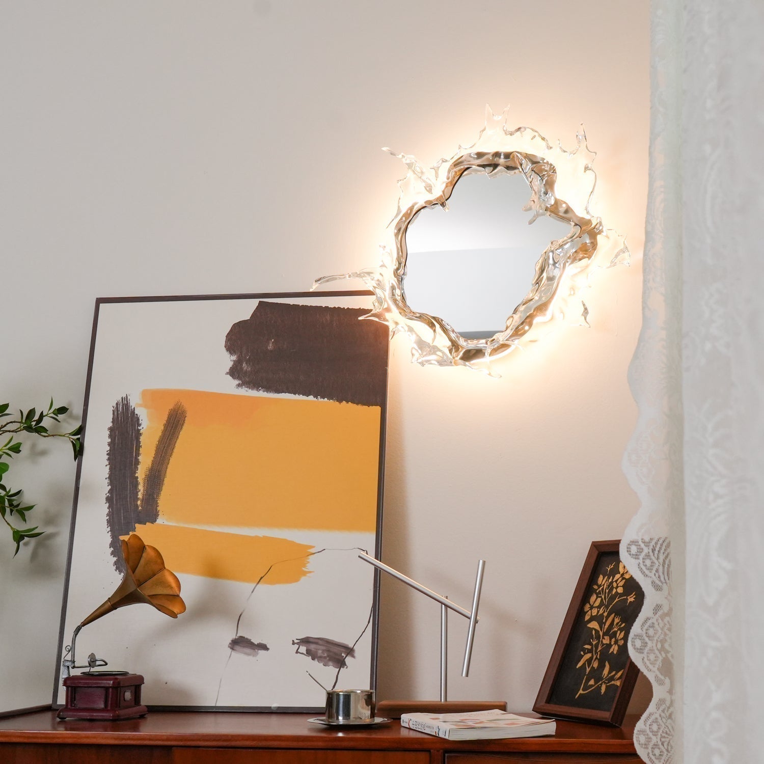 Modern Water Drop Mirror Wall Light LED Crystal Decorative Sconce for Home