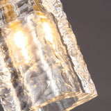Modern Water Ripple Crystal Cube Pendant Light Brass Copper Rod Hanging Lamp for Kitchen Island