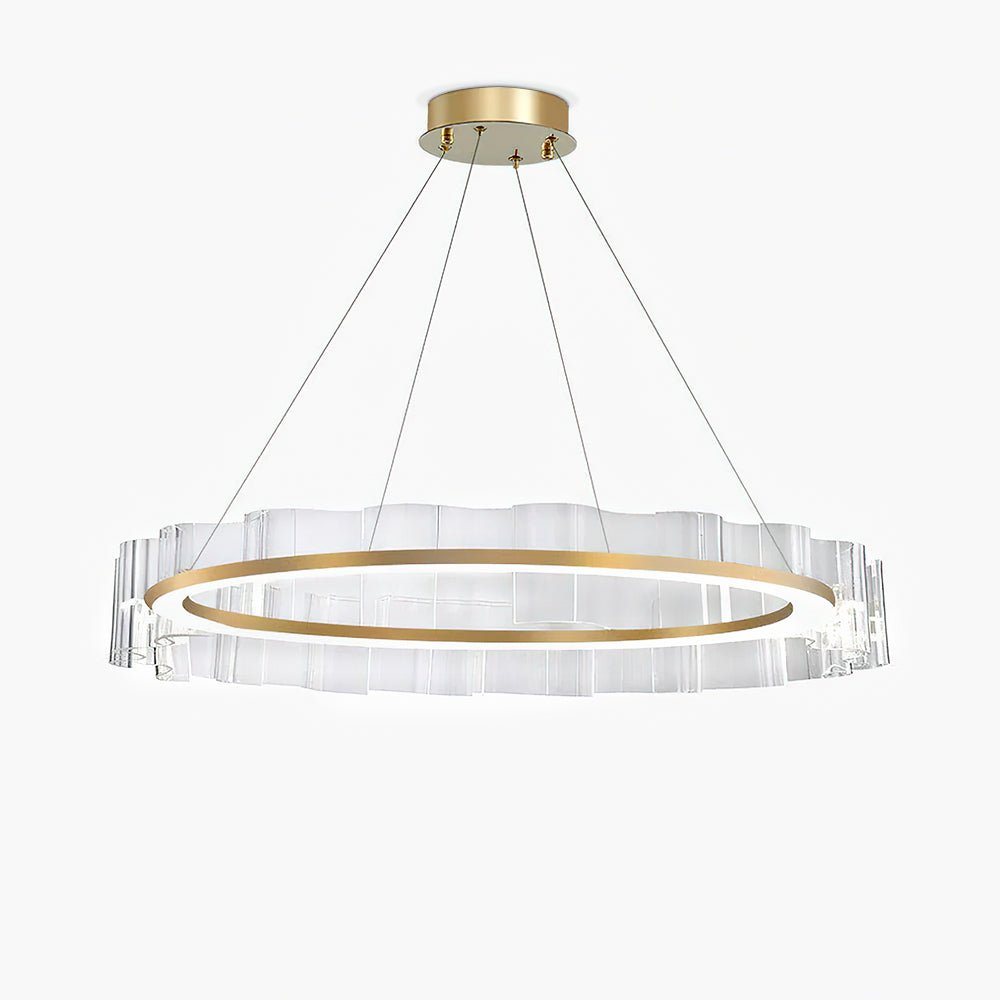Modern Water Wave Glass LED Chandelier Gold Pendant Light for Contemporary Living Spaces