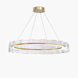 Modern Water Wave Glass LED Chandelier Gold Pendant Light for Contemporary Living Spaces