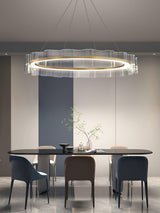 Modern Water Wave Glass LED Chandelier Gold Pendant Light for Contemporary Living Spaces