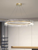Modern Water Wave Glass LED Chandelier Gold Pendant Light for Contemporary Living Spaces