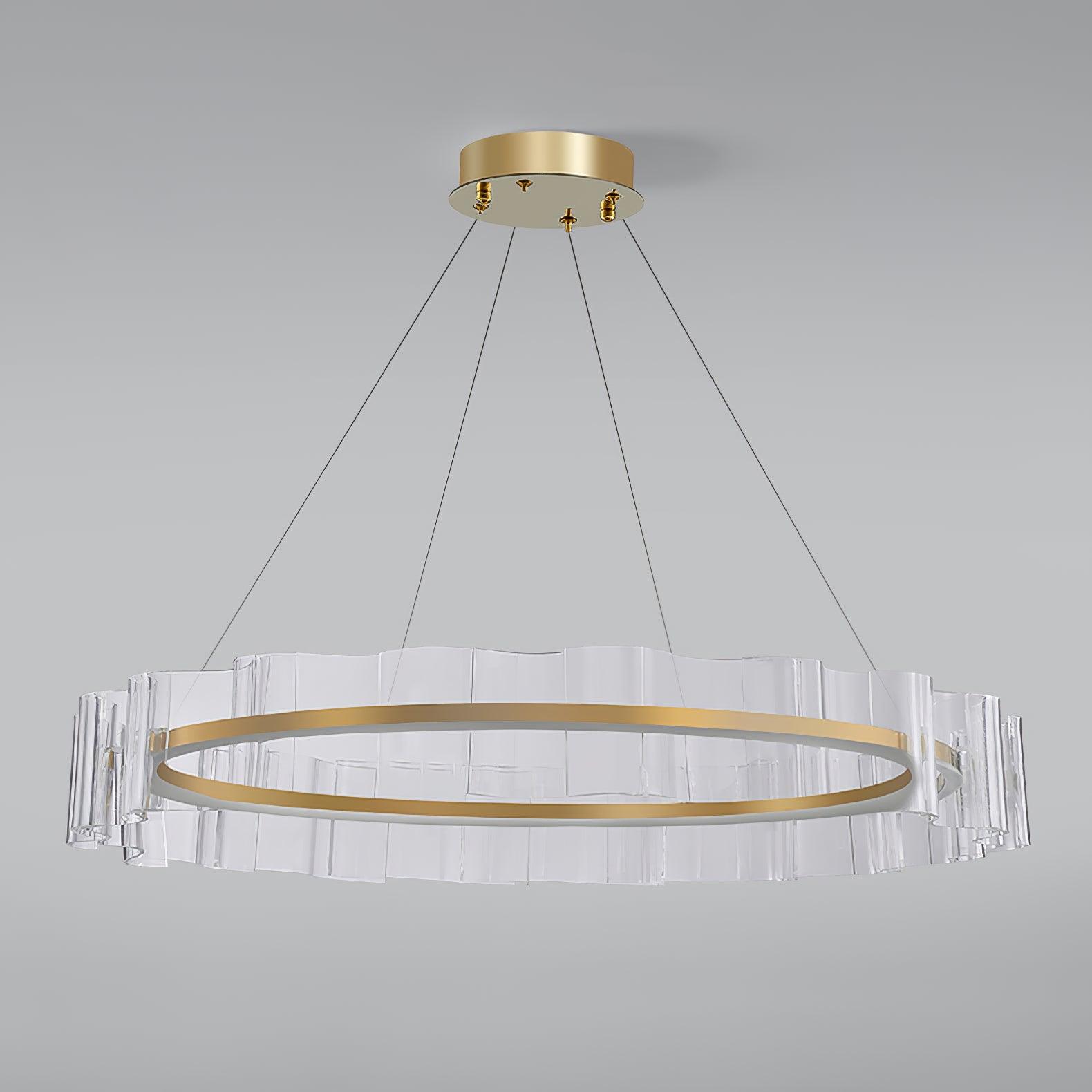 Modern Water Wave Glass LED Chandelier Gold Pendant Light for Contemporary Living Spaces