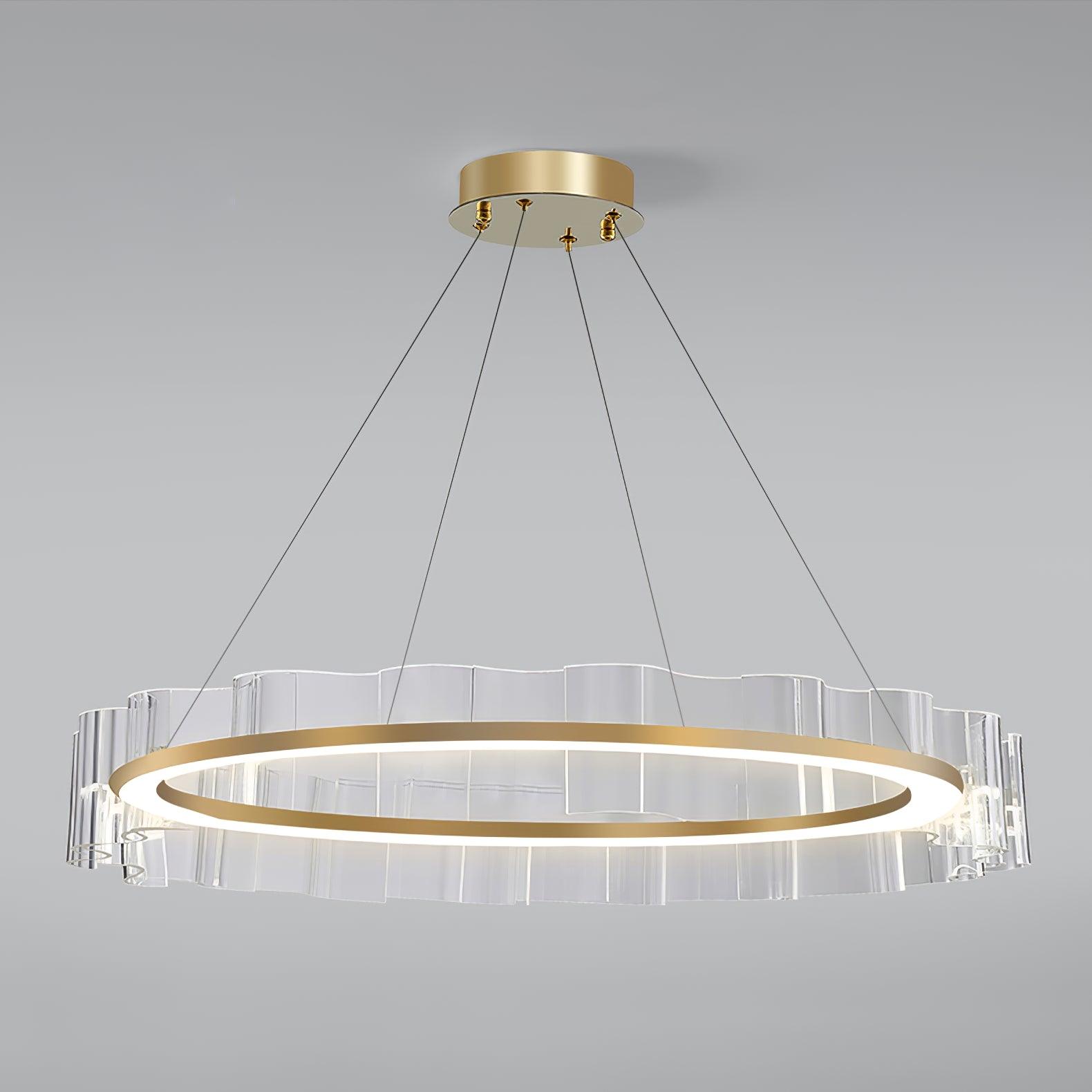 Modern Water Wave Glass LED Chandelier Gold Pendant Light for Contemporary Living Spaces