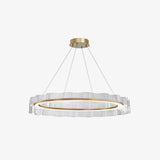 Modern Water Wave Glass LED Chandelier Gold Pendant Light for Contemporary Living Spaces