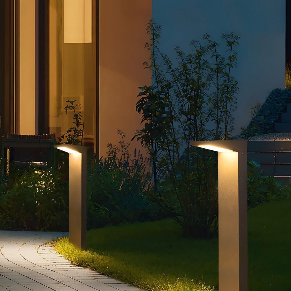 Modern Waterproof 7 Shaped Solar Pathway LED Post Lights for Outdoor Garden Landscape Lighting