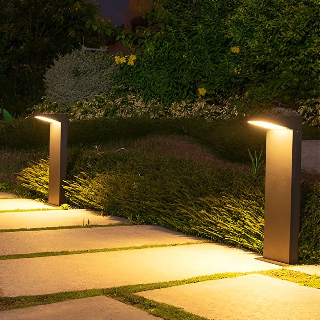 Modern Waterproof 7 Shaped Solar Pathway LED Post Lights for Outdoor Garden Landscape Lighting
