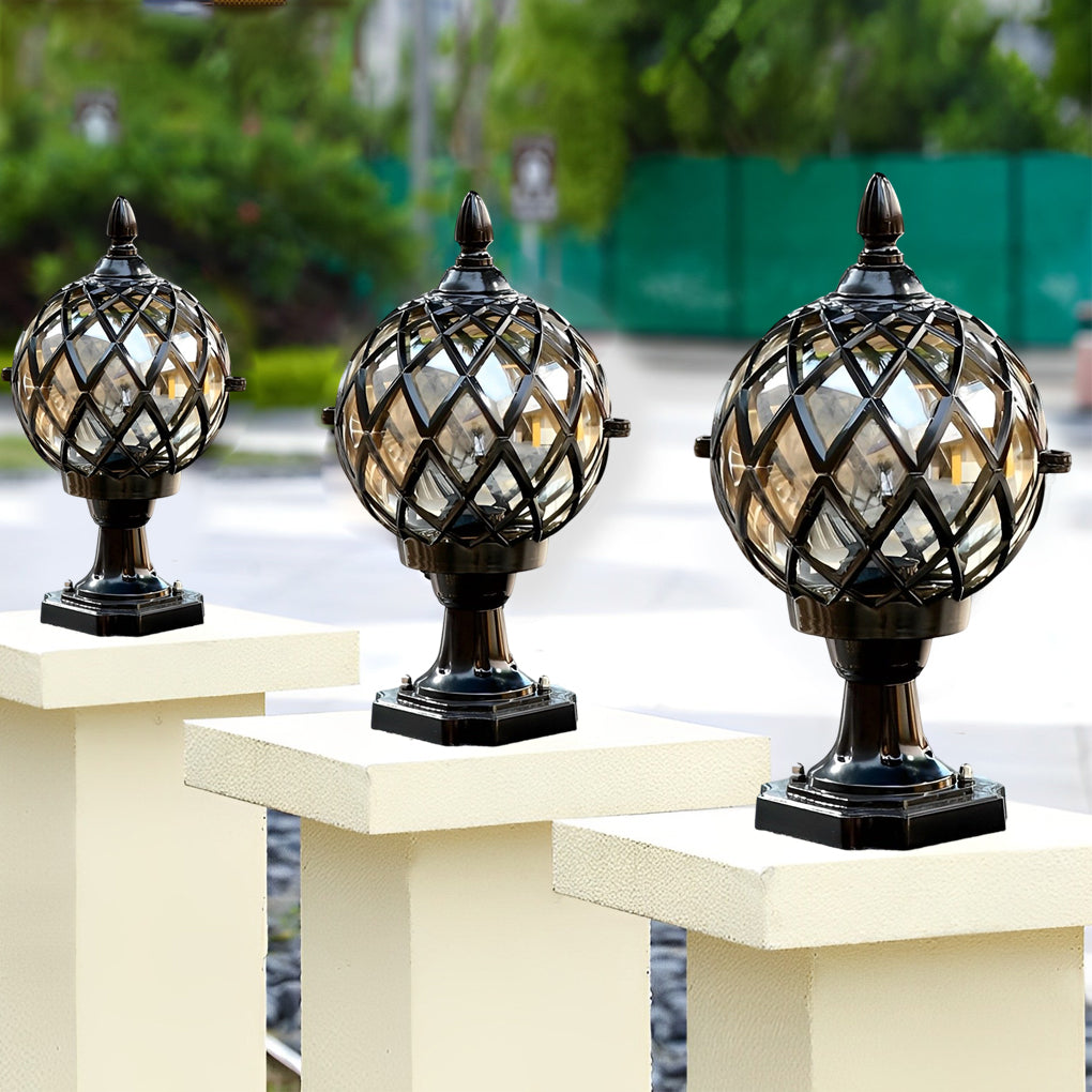 Modern Waterproof Ball Post Light with Glass Globe for Outdoor Garden and Fence Pillar