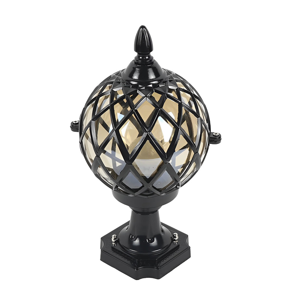 Modern Waterproof Ball Post Light with Glass Globe for Outdoor Garden and Fence Pillar