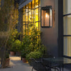 Modern Waterproof Black Industrial Outdoor Wall Sconce with Rectangular Glass Shade for Exterior Lighting