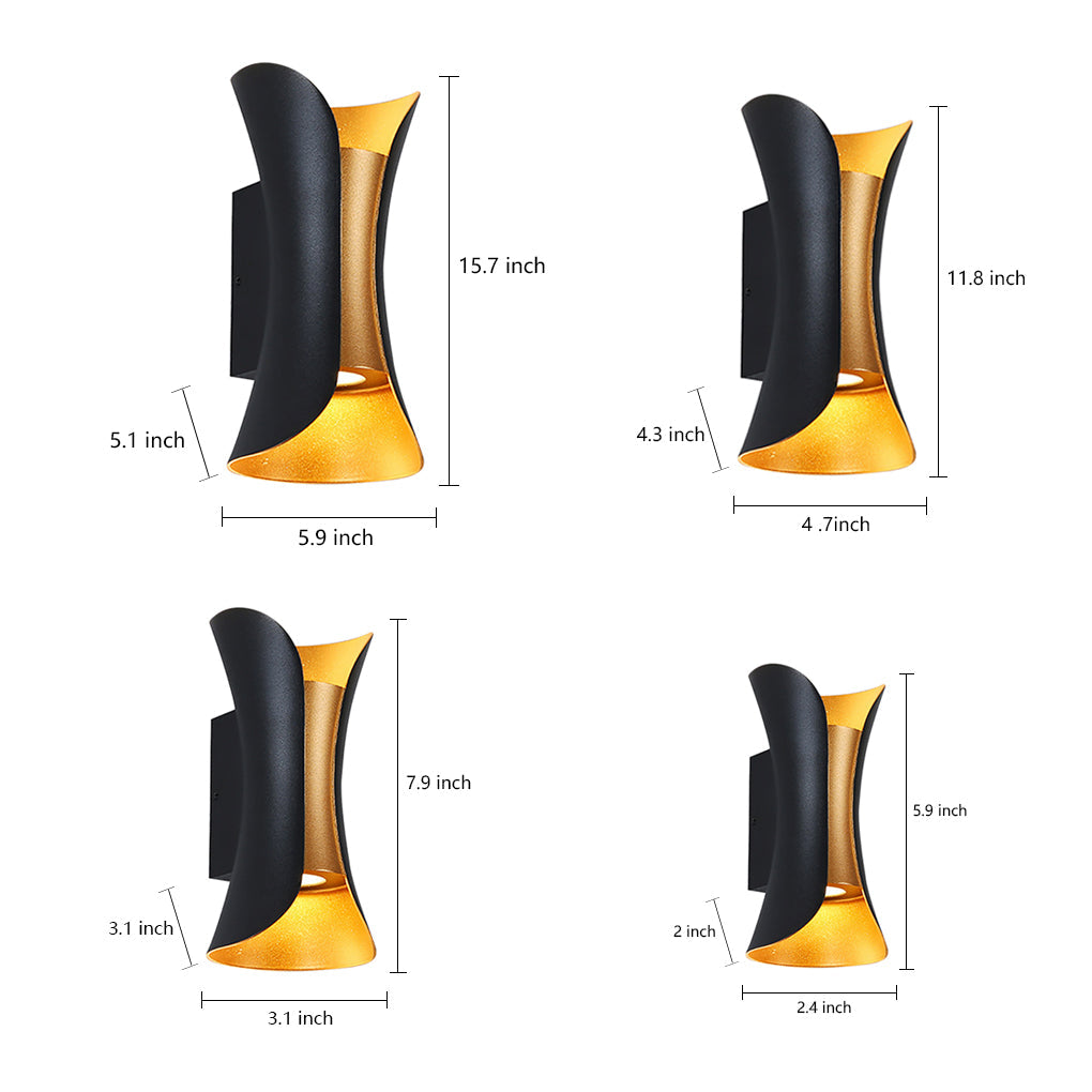 Modern Waterproof Curved LED Outdoor Wall Light Up and Down Exterior Sconce