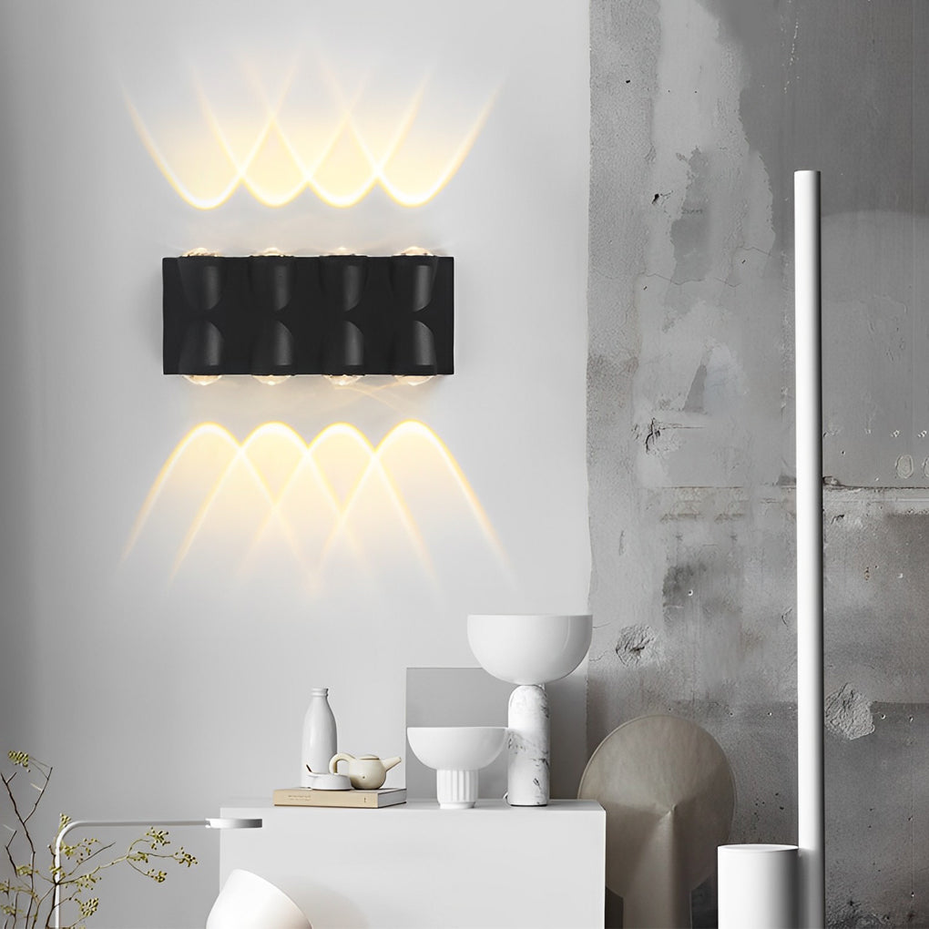 Modern Waterproof LED Exterior Wall Sconce Black Up and Down Outdoor Lighting for Patio and Corridor