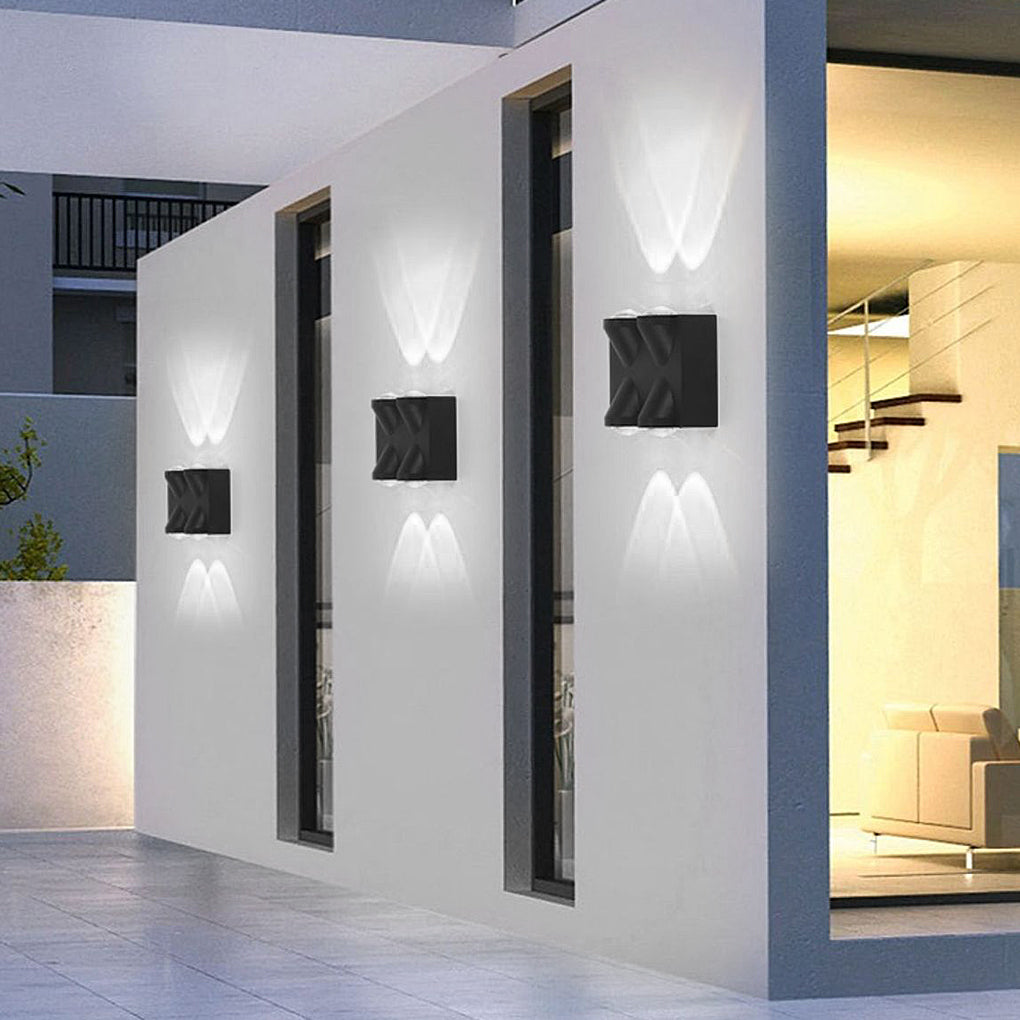 Modern Waterproof LED Exterior Wall Sconce Black Up and Down Outdoor Lighting for Patio and Corridor