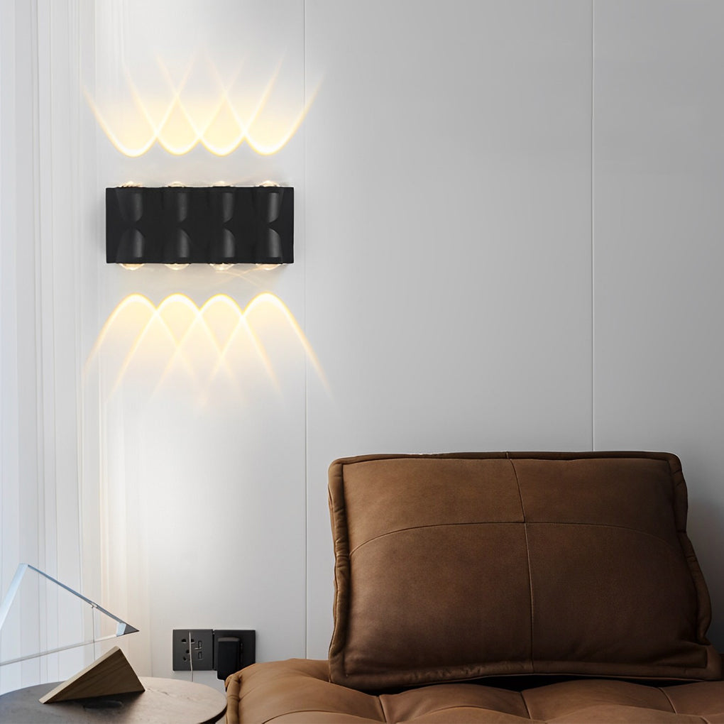 Modern Waterproof LED Exterior Wall Sconce Black Up and Down Outdoor Lighting for Patio and Corridor