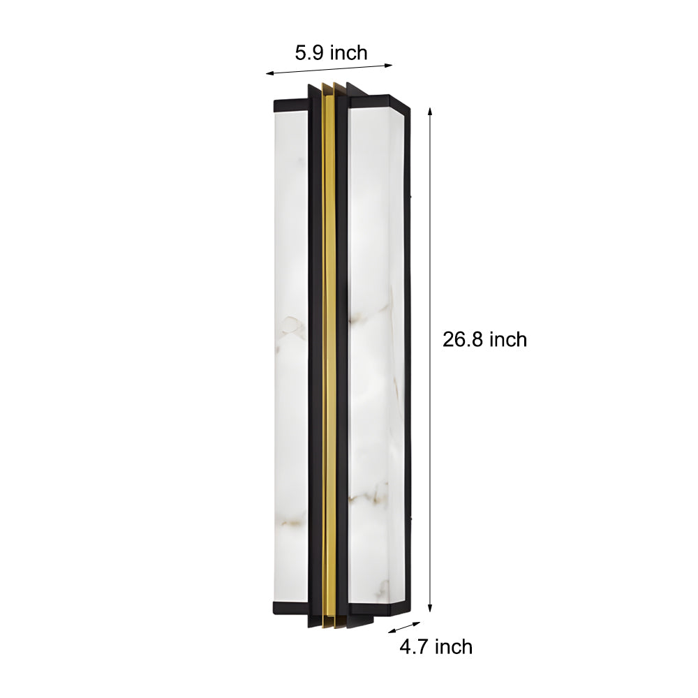 Modern Waterproof LED Exterior Wall Sconce with Black Finish and Resin Marble Texture Shade