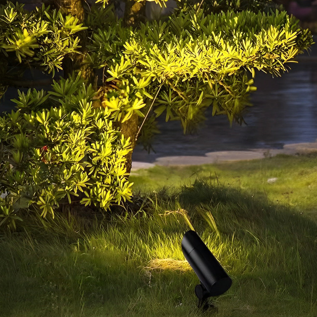 Modern Waterproof LED Outdoor Spotlight for Garden Landscape and Lawn Lighting in Black Aluminum
