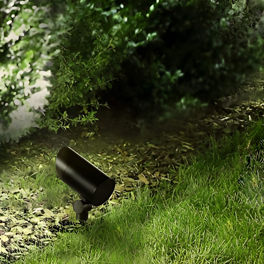 Modern Waterproof LED Outdoor Spotlight for Garden Landscape and Lawn Lighting in Black Aluminum