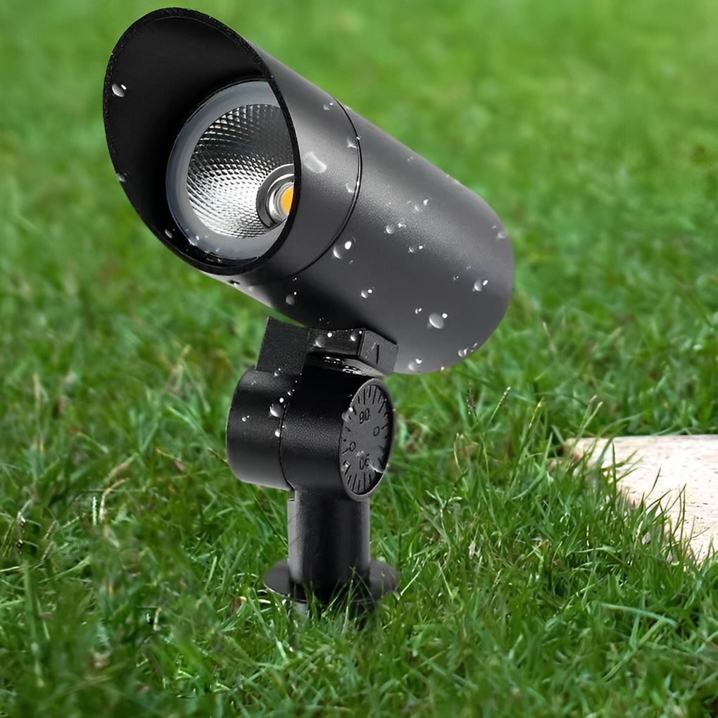 Modern Waterproof LED Outdoor Spotlight for Garden Landscape and Lawn Lighting in Black Aluminum