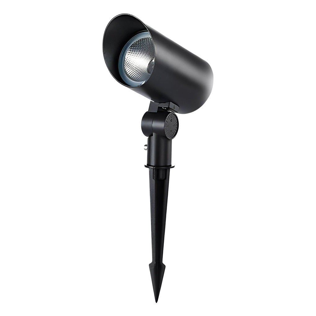 Modern Waterproof LED Outdoor Spotlight for Garden Landscape and Lawn Lighting in Black Aluminum