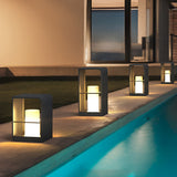 Modern Waterproof LED Solar Outdoor Post Lanterns in Black Rectangular Frame