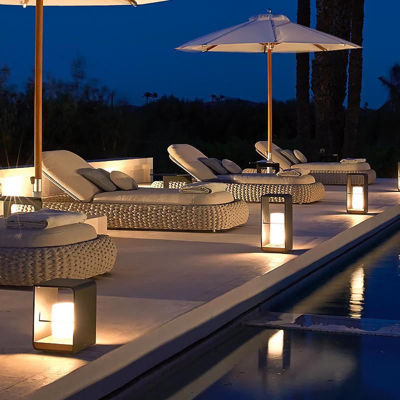 Modern Waterproof LED Solar Outdoor Post Lanterns in Black Rectangular Frame