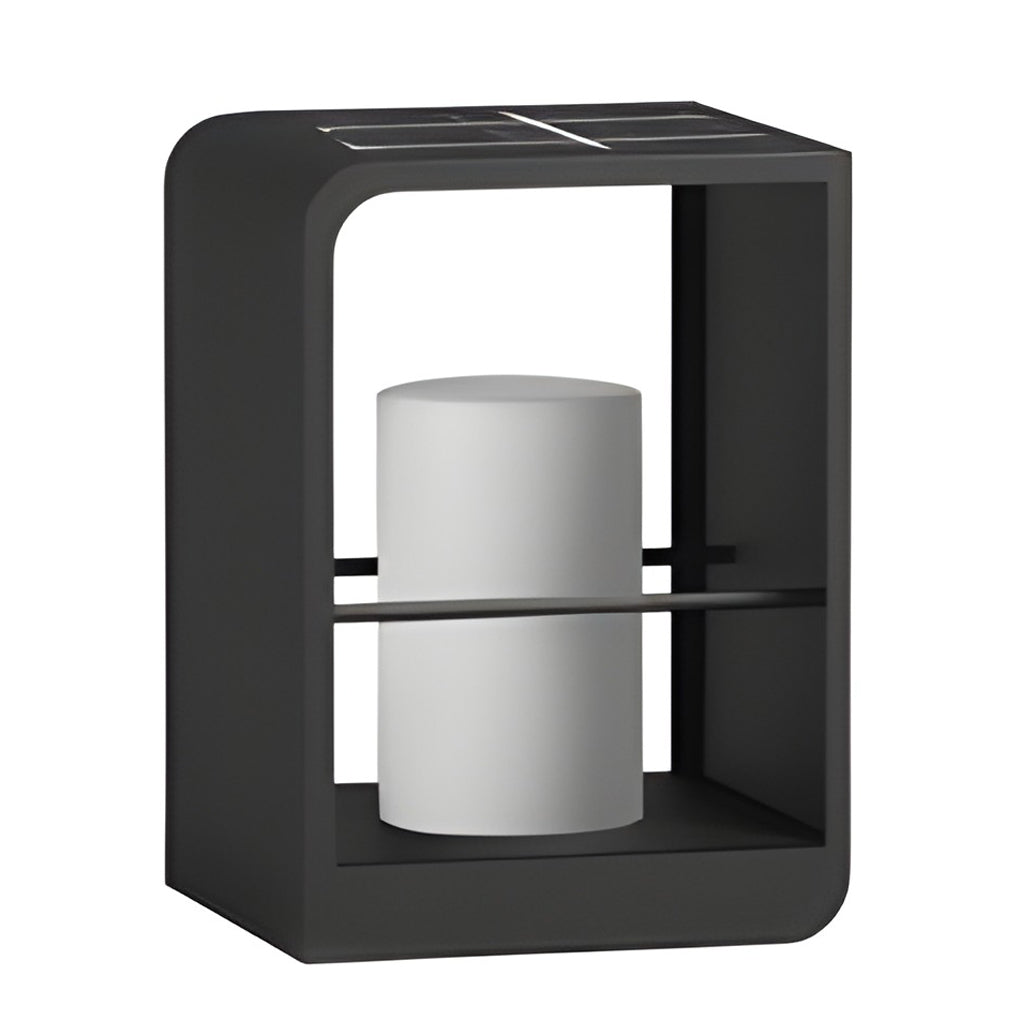 Modern Waterproof LED Solar Outdoor Post Lanterns in Black Rectangular Frame