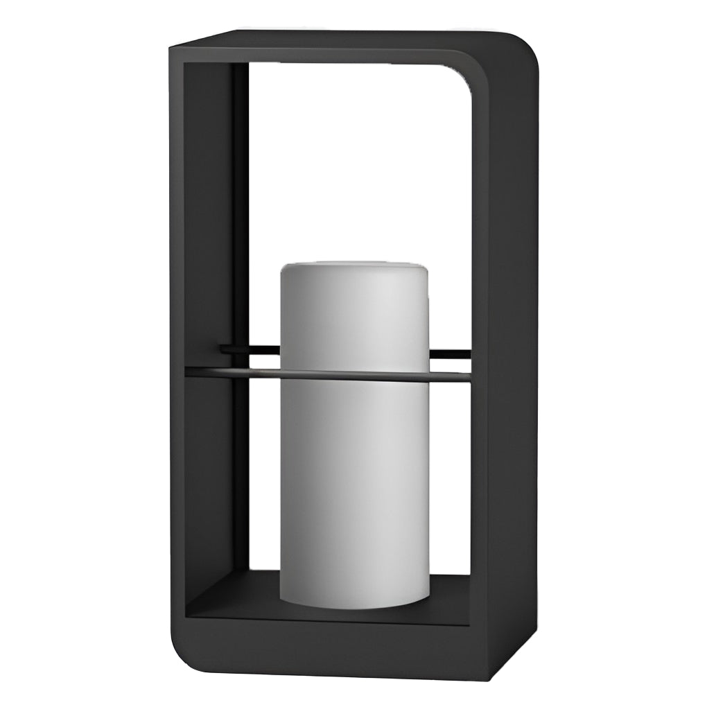 Modern Waterproof LED Solar Outdoor Post Lanterns in Black Rectangular Frame