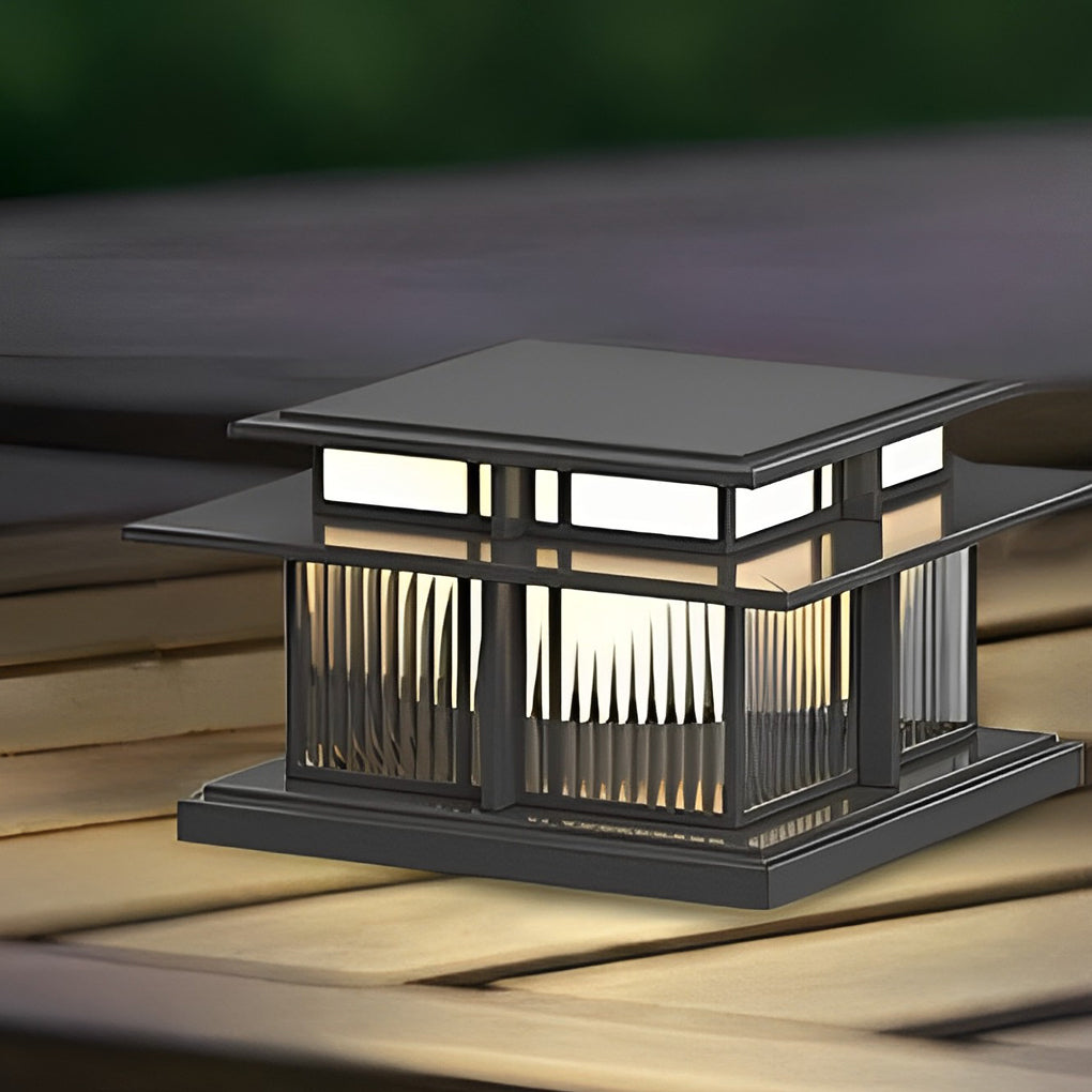 Modern Waterproof LED Solar Post Cap Light Outdoor Stainless Steel Pillar Lantern for Garden Fence