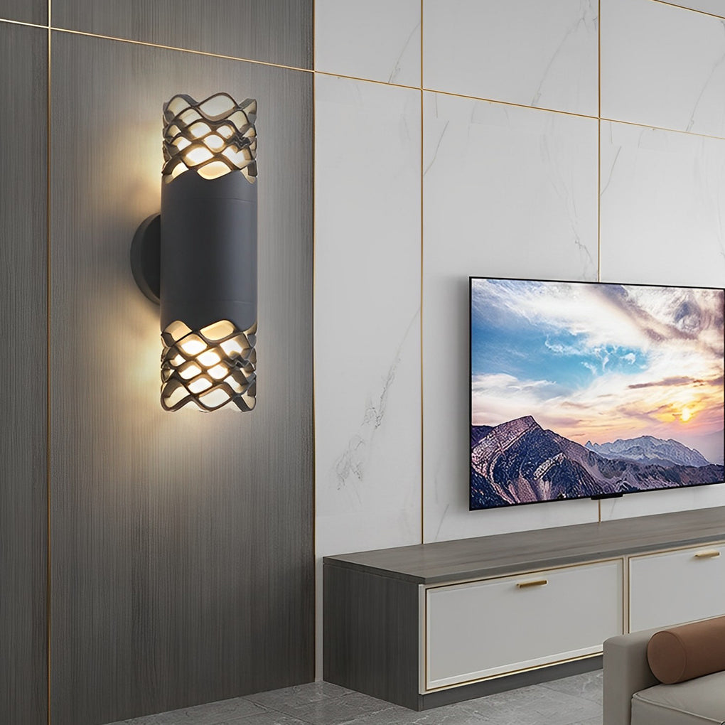Modern Waterproof LED Wall Lamp Exterior Up and Down Sconce with Unique Flower Design for Porch