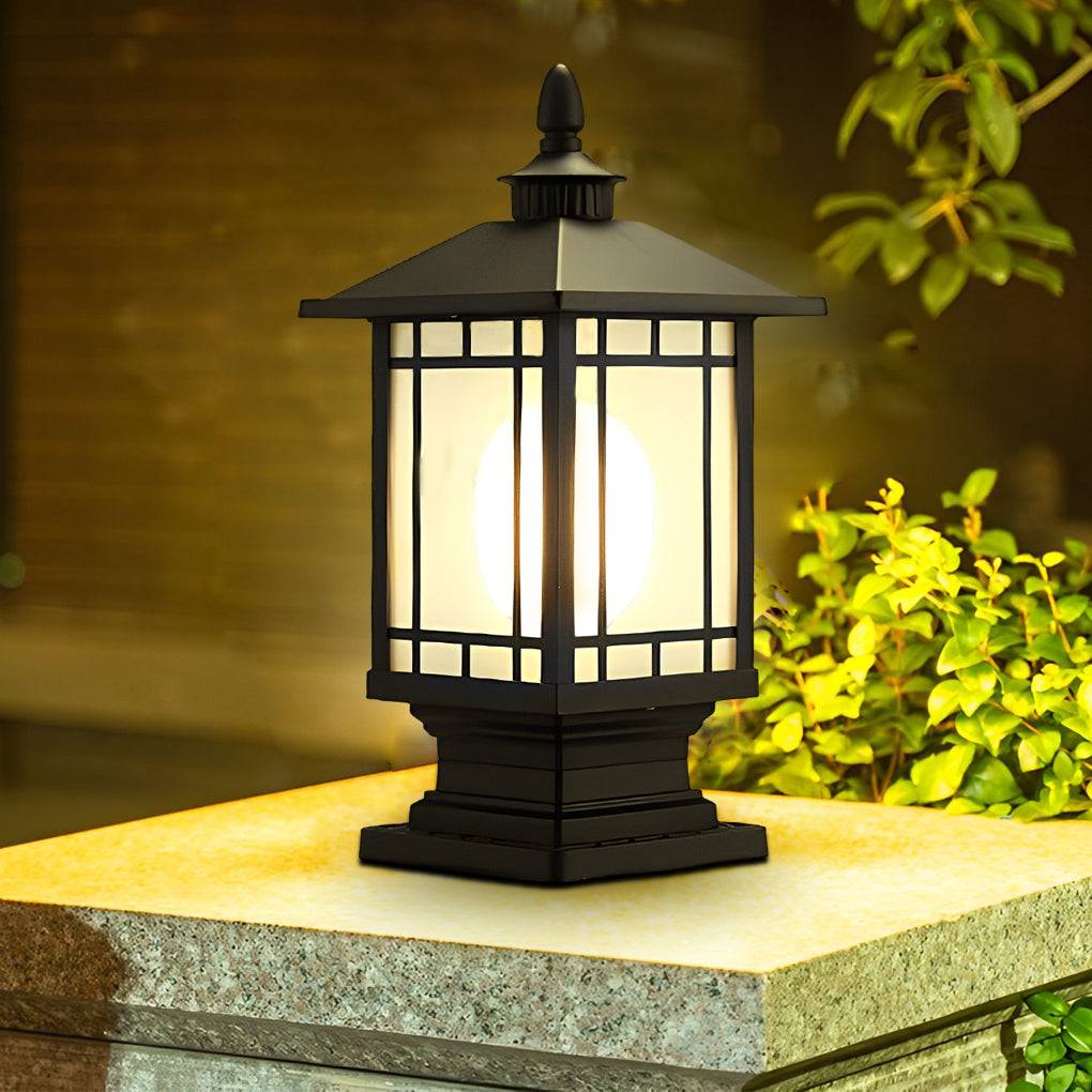 Modern Waterproof Outdoor Fence Post Pillar Light Aluminum Garden Exterior Lantern