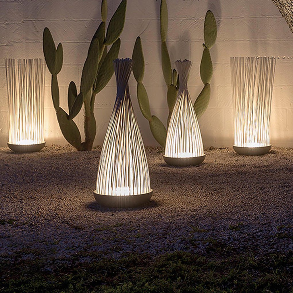 Modern Waterproof Outdoor LED Floor Lamp with Artificial Grass Accent for Patios and Gardens