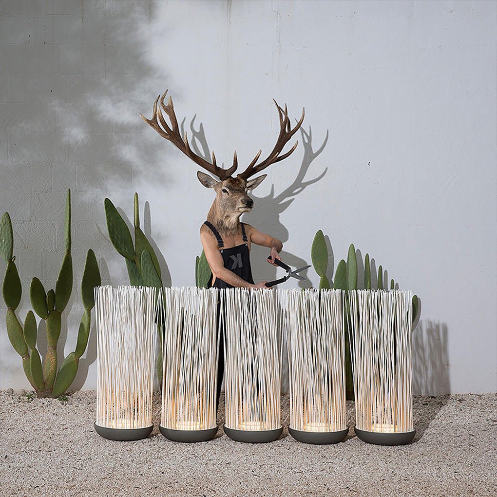Modern Waterproof Outdoor LED Floor Lamp with Artificial Grass Accent for Patios and Gardens