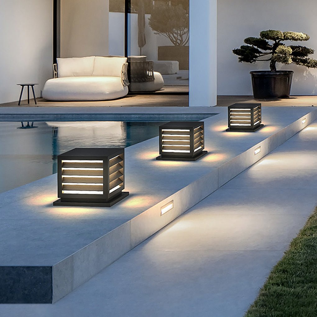 Modern Waterproof Solar LED Post Lights Outdoor Landscape Lighting for Pathways and Gardens