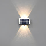Modern Waterproof Solar Outdoor Wall Lamp Black Rectangular LED Up and Down Exterior Lighting Sconce