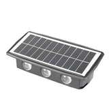 Modern Waterproof Solar Outdoor Wall Lamp Black Rectangular LED Up and Down Exterior Lighting Sconce