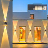 Modern Waterproof Solar Outdoor Wall Sconce with Up and Down LED Lighting in Black Finish
